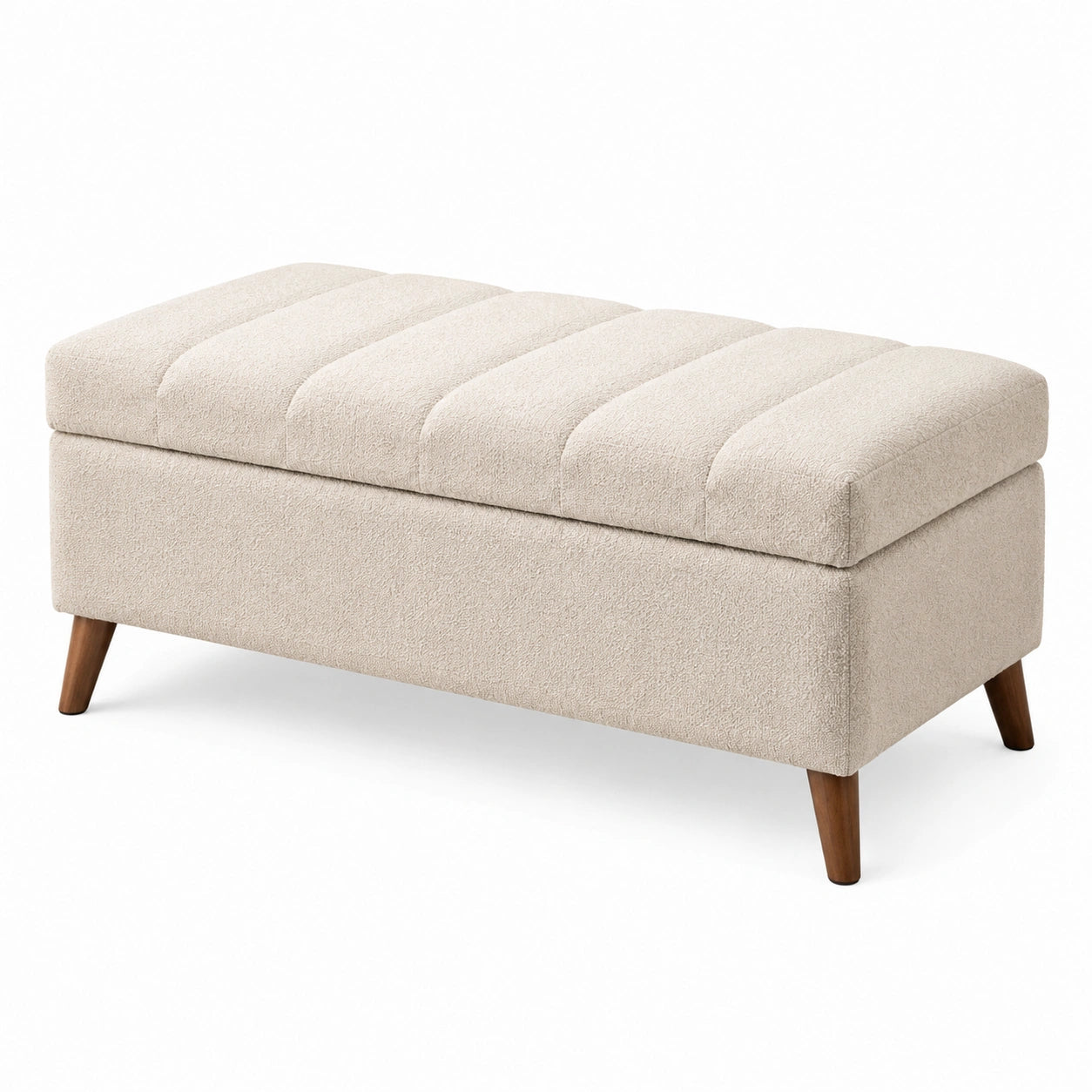Rechteckige Aufbewahrungsbank Bouclé Beige 120x45x40cm