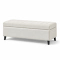 Stoff Aufbewahrungsbank mit Holzbeinen Beige 120 cm