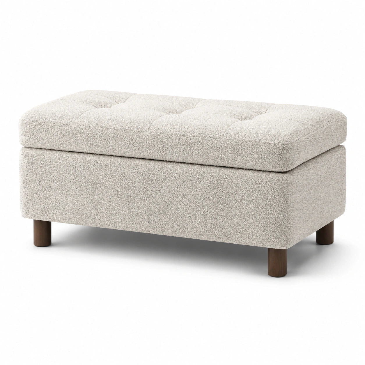 Beige Aufbewahrungsbank aus Bouclé-Gewebe 100x50x45 cm
