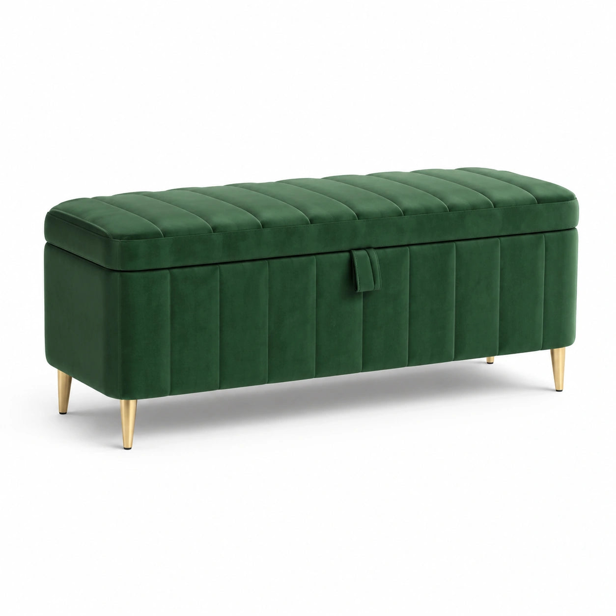 Samt Aufbewahrungsbank mit Metallbeinen 120x40x45 cm