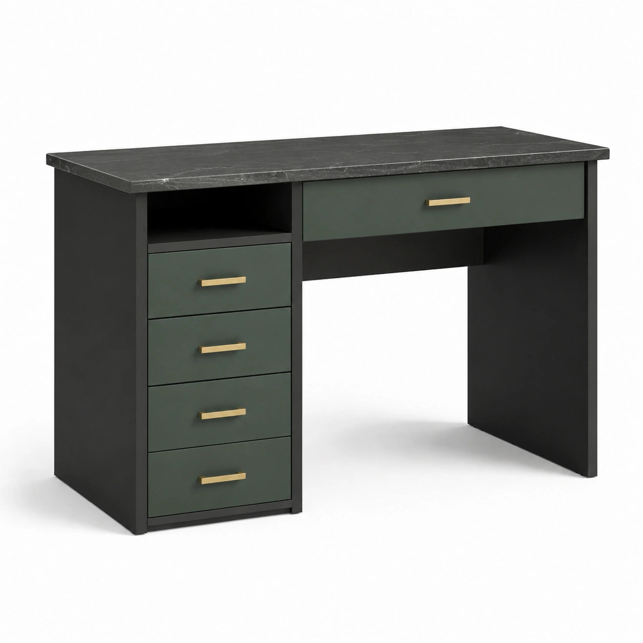 Schreibtisch aus MDF mit Marmor-Optik schwarz/grün 140x75x50 cm