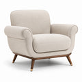 Leinensessel mit Massivholzbeinen in Beige