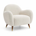 Loungesessel Bouclé Creme Holzbeine