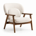 Sessel aus Walnussholz mit Bouclé-Bezug Beige