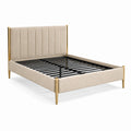 Metall/Leinen Polsterbett Beige 180x200 cm
