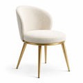 Esszimmerstuhl Creme Stoff Gold Metall