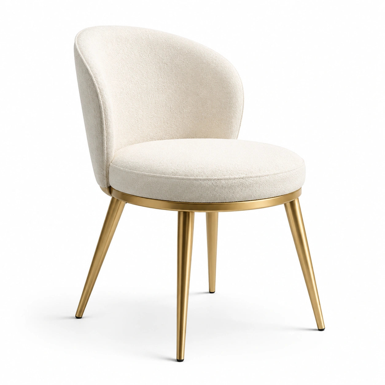 Esszimmerstuhl Creme Stoff Gold Metall