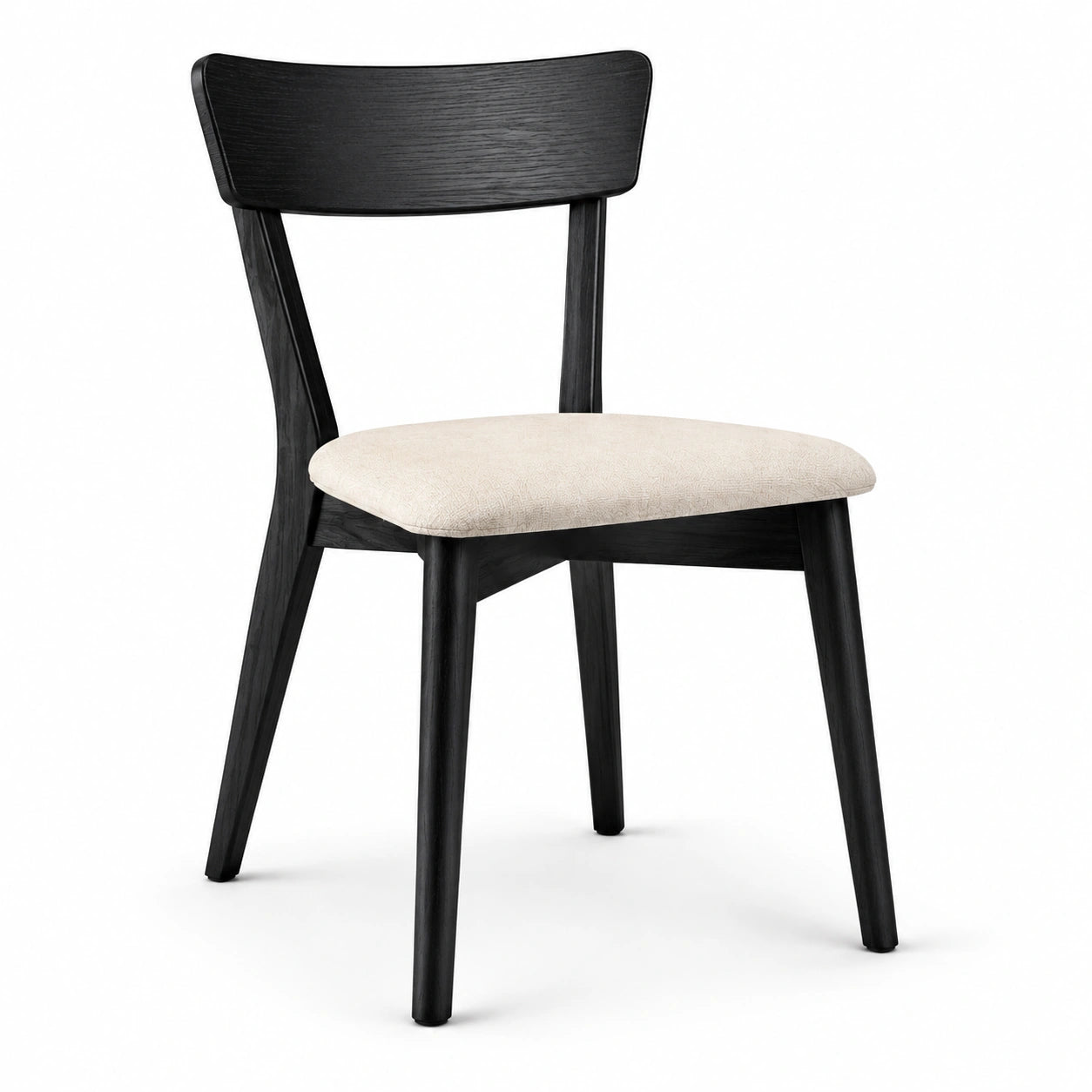 Esszimmerstuhl mit Holzgestell und Baumwoll-Mischgewebe Schwarz/Beige