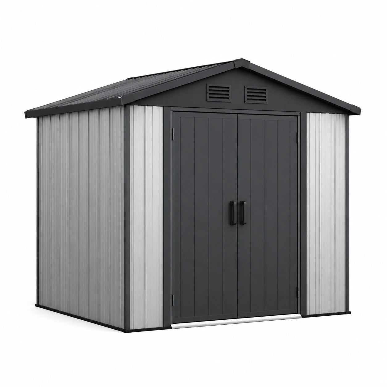 Metall Gartenhaus mit Satteldach und Doppeltür Anthrazit/Silber 213x127x185 cm
