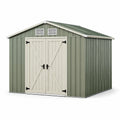 Metall-Gartenhaus mit Doppeltür und Lüftungsschlitzen Grün/Beige