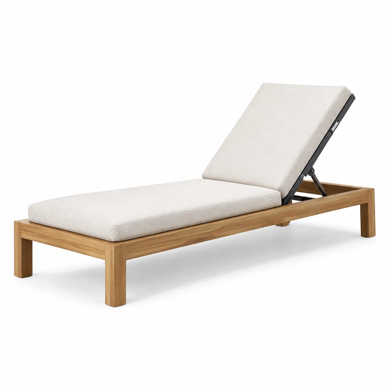 Gartenliege Teakholz Leinen Beige 200x65x30 cm