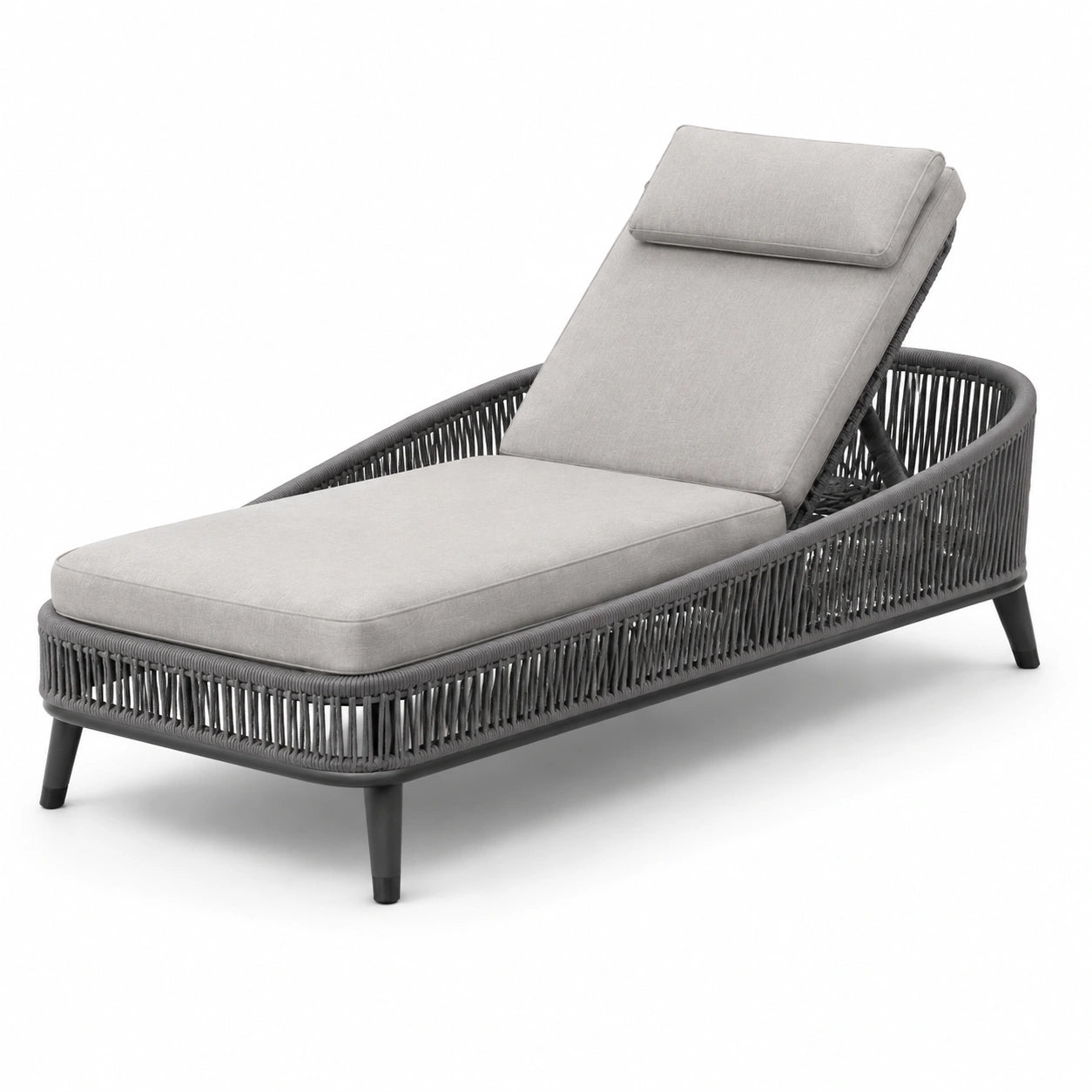 Gartenliege Stahl Polyethylen-Rattan Grau 200 cm