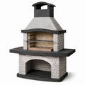 Beton Grillkamin mit Keramikziegeln Schwarz Grau 165 x 110 x 65 cm