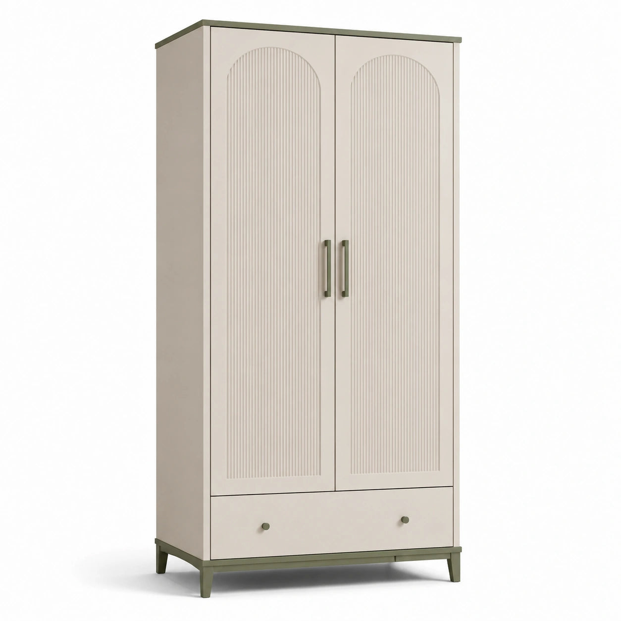Kleiderschrank Holzwerkstoff 2 Türen 1 Schublade Beige 180cm