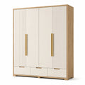 Kleiderschrank 3-Türer Kiefernholz Metallgriffe Beige 200x150x50 cm