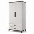 Kleiderschrank mit 2 Türen und 2 Schubladen aus MDF Weiß 180x80x40cm