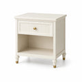 Beistelltisch Holz mit Schublade Creme 50x40x60cm