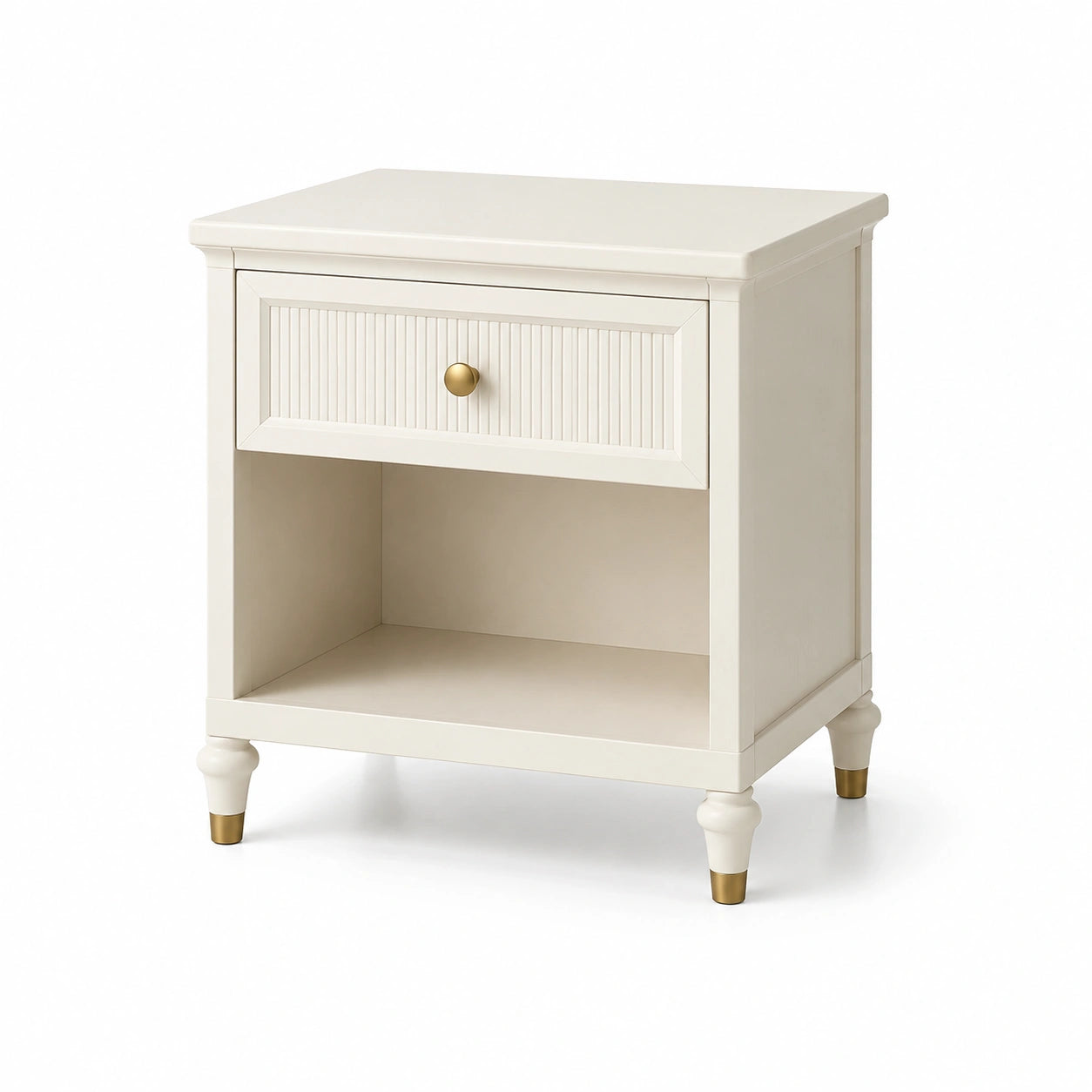 Beistelltisch Holz mit Schublade Creme 50x40x60cm