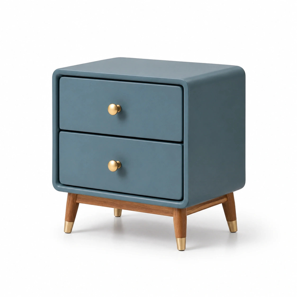 Nachttisch mit zwei Schubladen MDF Blau und Gold 50x40x60cm